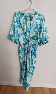 Blue Dress with Knot Design and White Floral Pattern (brand new)