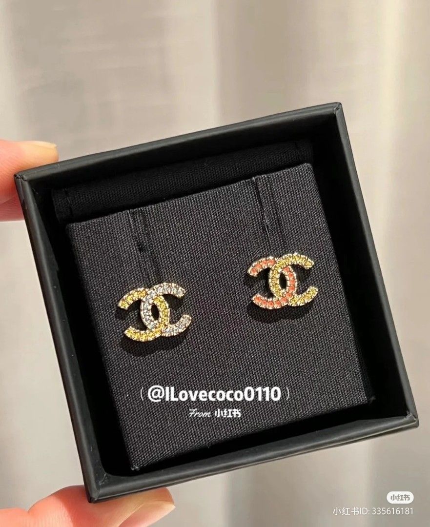 Chanel Drop And Hook Earrings Gold With Crystals - BNIB