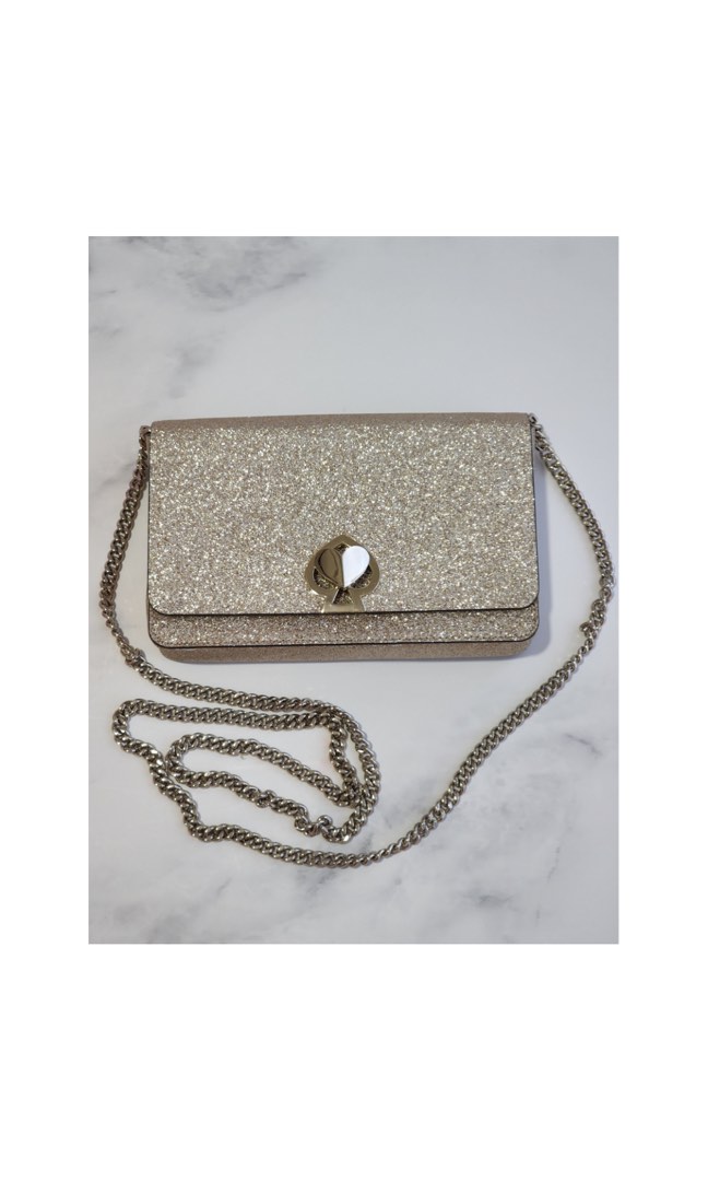 BNIB kate spade rose gold glitter bag, Women's Fashion, Bags & Wallets