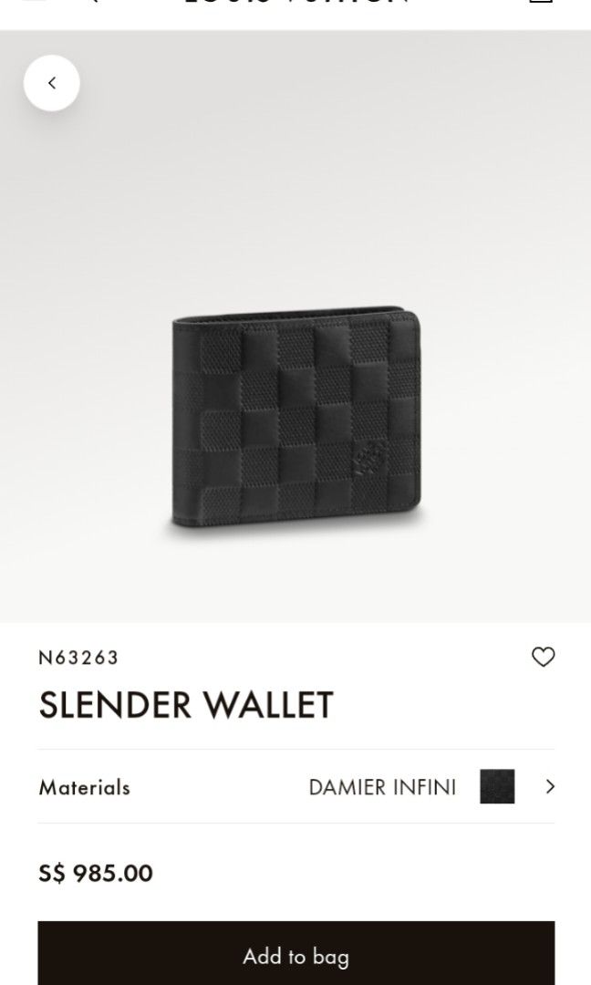 Louis Vuitton Slender Wallet Damier Infini Onxy, Men's Fashion, Watches &  Accessories, Wallets & Card Holders on Carousell