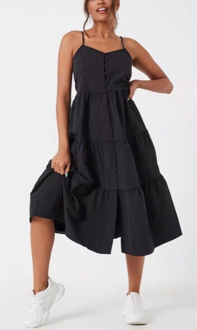 Missguided black midi dress hotsell