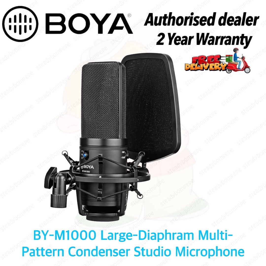 BOYA BY-M1000 Large-Diaphram Multi-Pattern Condenser Studio Microphone ...