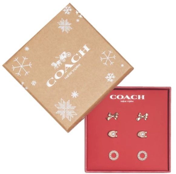 BRAND NEW AUTHENTIC INSTOCK COACH SIGNATURE PEARL BOW EARRINGS SET ROSE GOLD CF984 BOX Luxury Accessories on Carousell