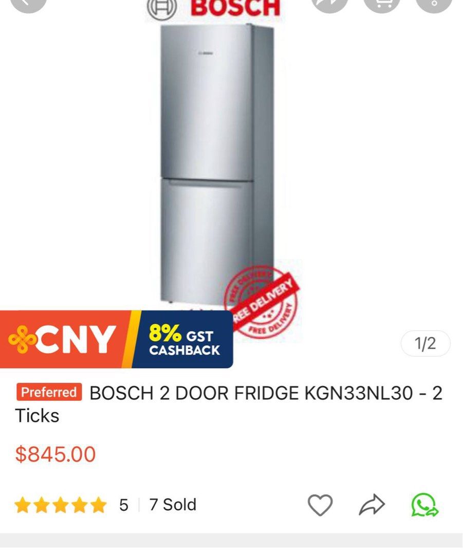 Brand new Bosch 2 door fridge, TV & Home Appliances, Kitchen Appliances