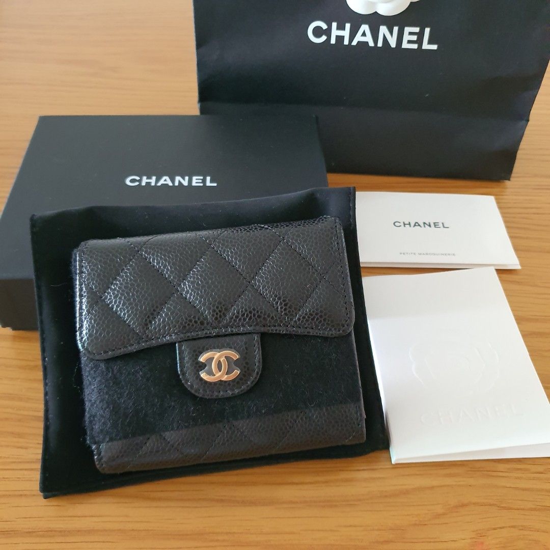 Brand new Chanel Classic Flap Wallet - Black with Gold Hardware Caviar,  Luxury, Bags & Wallets on Carousell