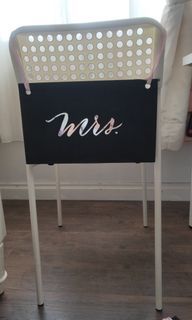 Bride and groom mrs and mrs plate wedding chair signage
