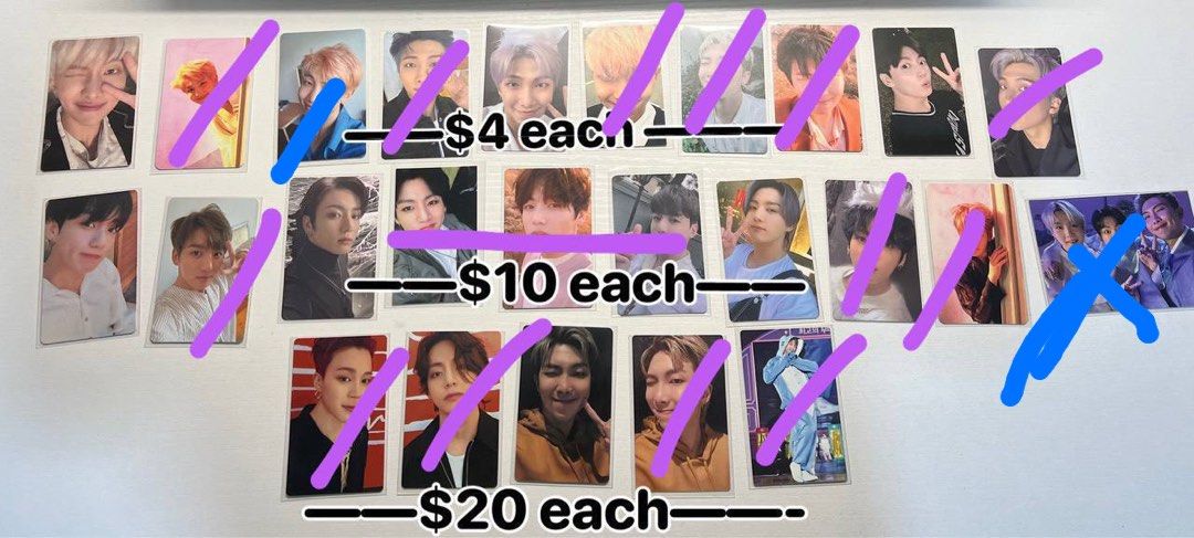 bts assorted pcs (Category: K-Wave Merchandise) located in Singapore. Submitted by forestjoon (Listing ID 1208642321, Image 1). Description: prices on the pic! do ctb for more photos/ vid condi mailing preferred prio to more / hyung + maknae .