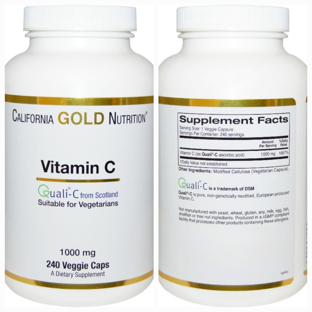 Vitamin C, California Gold Nutrition Gold C, 1000 mg, 240 Veggie