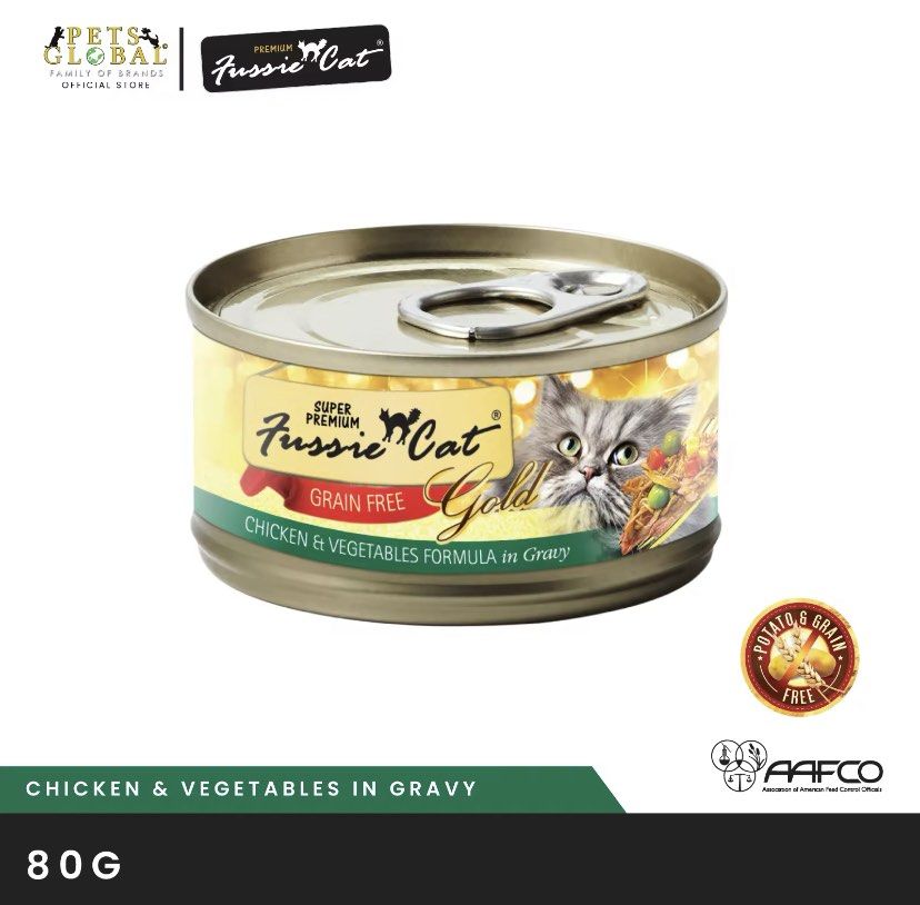 Cat food Fussie Cat Gold Label Chicken Vegetables Formula in Gravy 24 80g 2 cartons Pet Supplies Pet Food on Carousell