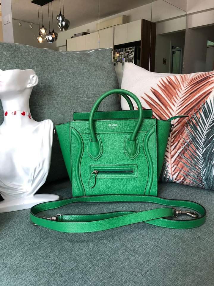 Celine Nano Luggage 2 Way Green (Category: Luxury Bags & Wallets) located in Manila. Submitted by bagislifeshop (Listing ID 1209416036, Image 1). Description: Beautiful Pop of Colors!!! Get it!!! 💚💚💚 100% Authentic Celine Nano Luggage 2 Way Green Condition: 9/10 Comes with Standard Dustbag and Strap.
