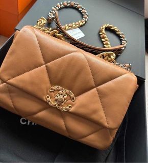 Authentic Chanel 19 Small Caramel Beige Brown Bag 21K *NEW w/ Tags!*