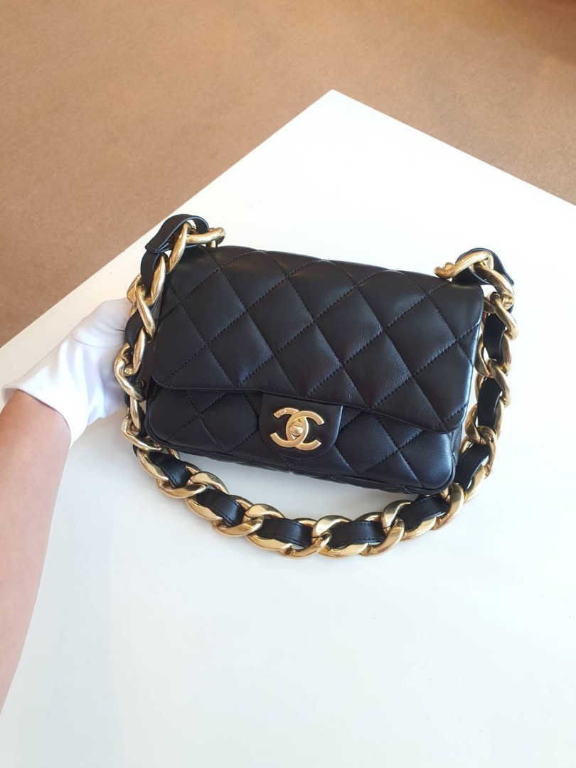 Chanel Funky Town Small Black lamb shoulder bag, Luxury, Bags & Wallets on  Carousell
