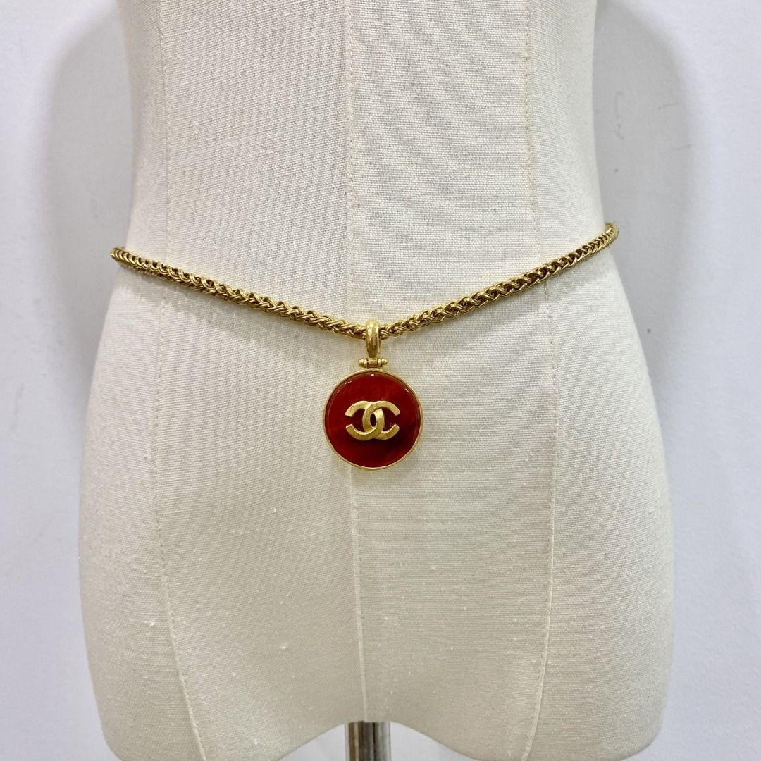 CHANEL RED 95A COCOMARK CHAIN BELT 227031160 EK Luxury
