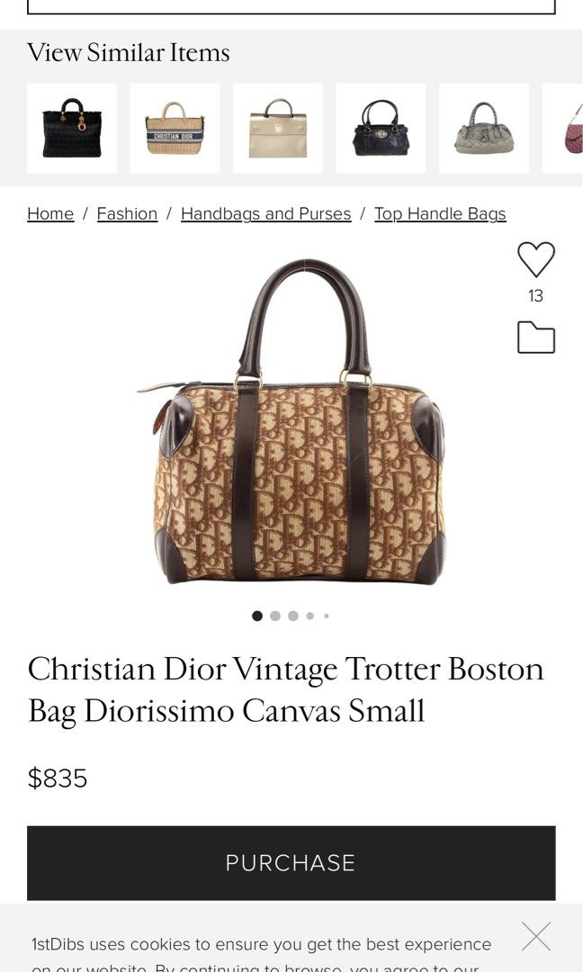 Christian Dior Vintage Boston Bag in Blue Monogram Canvas and Leather at  1stDibs