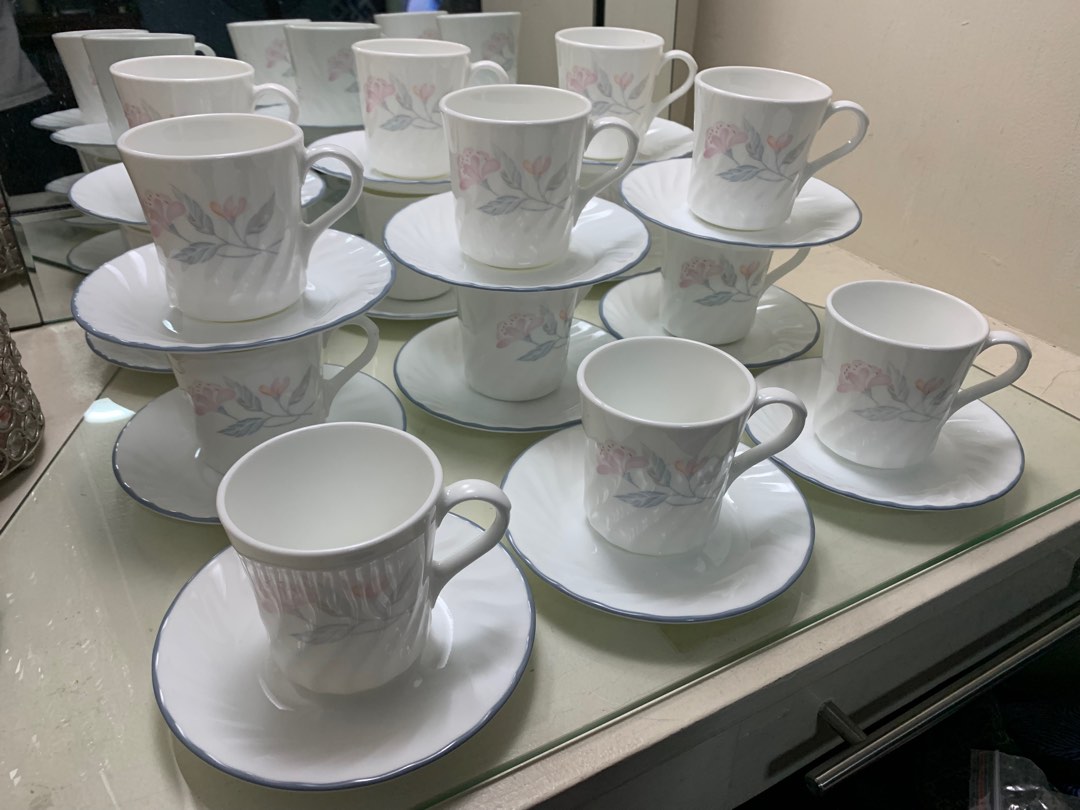 Corelle Cups and Saucers Plates / Platito ( 15 sets 30pcs available