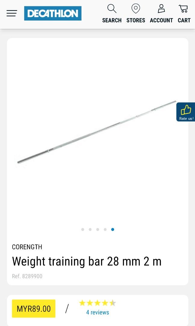 Domyos weight training bar 28 mm 2 m sales