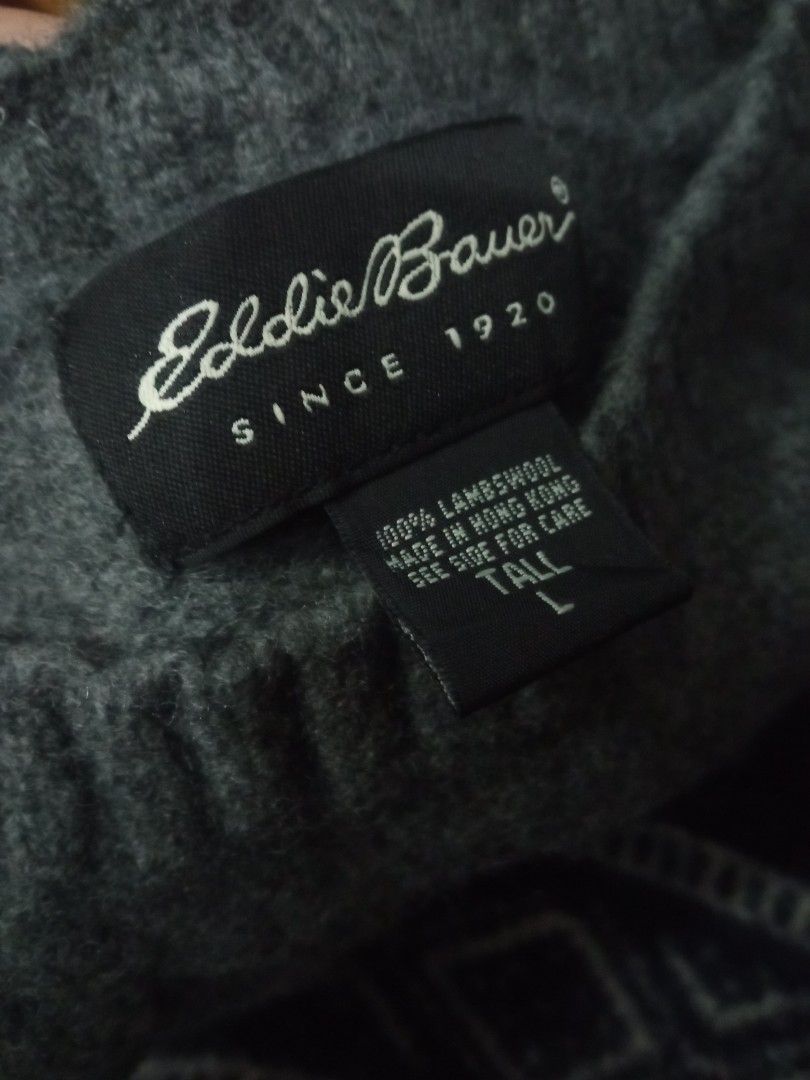 EDDIE BAUER Knitted lambswool sweater large on tag Men s Fashion Coats Jackets and Outerwear on Carousell