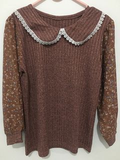 Floral knit blouse