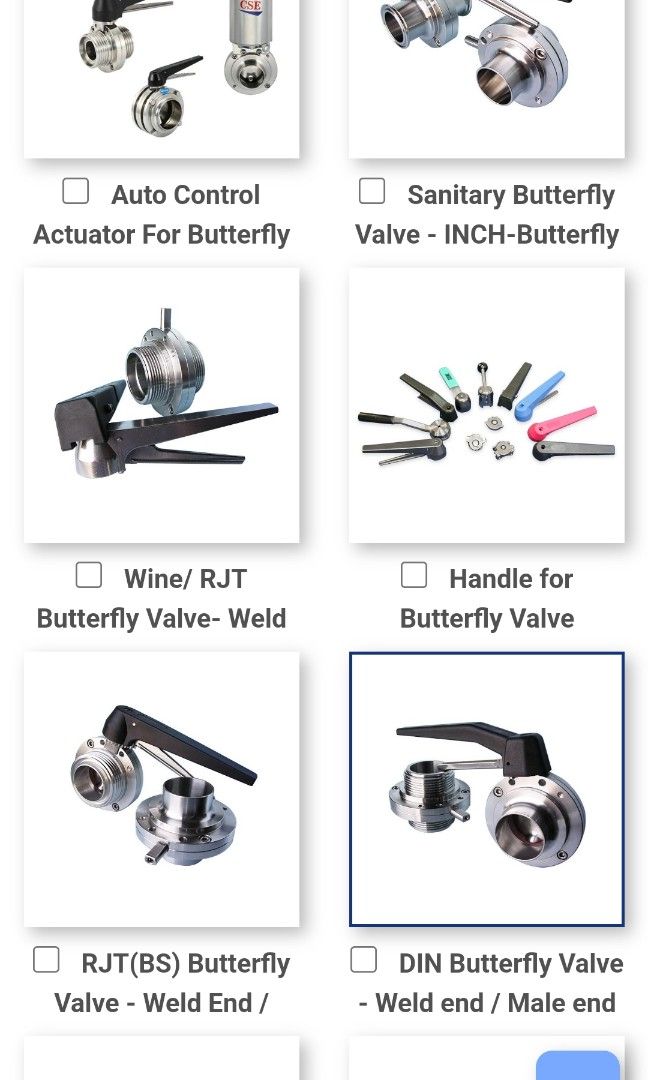 Sanitary Stainless Steel Valves, Tubes and Fittings, Commercial