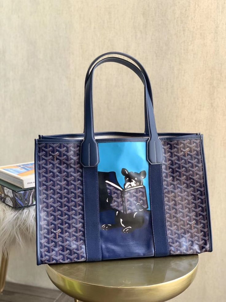 New Goyard Tote Bag Villette French Bulldog Green Dog Animal Unisex Purse  Auth