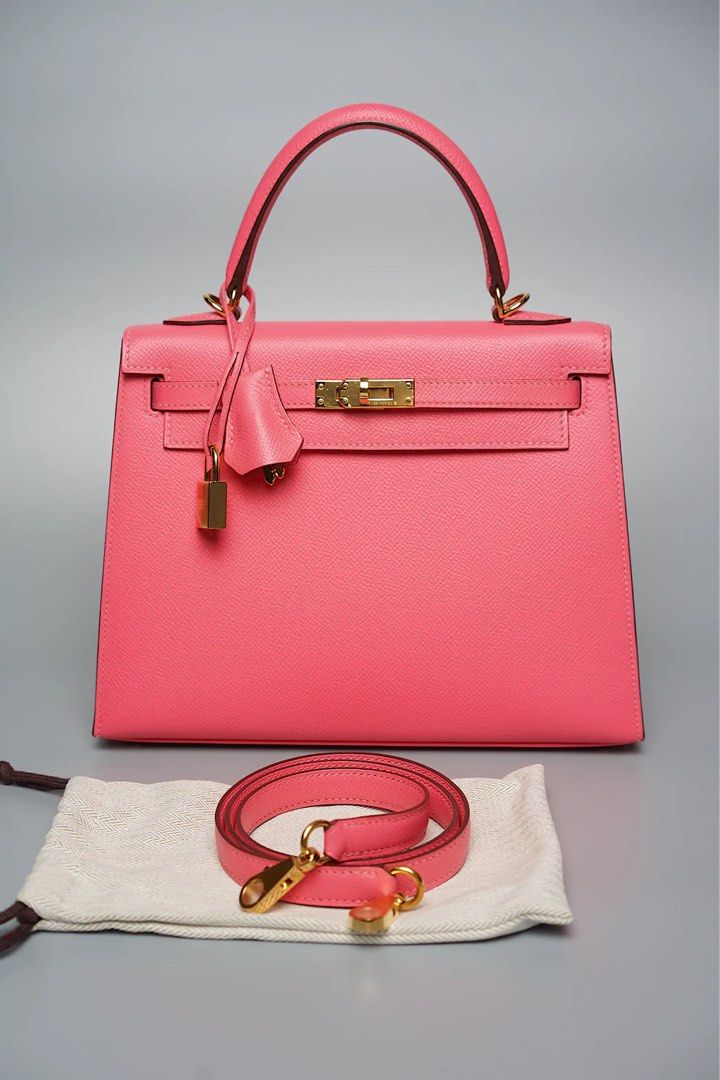 Hermes Kelly 25 Rose Azalea K25 Epsom Sellier, Luxury, Bags & Wallets on  Carousell