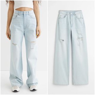H&M Ripped Wide Leg Jeans 40
