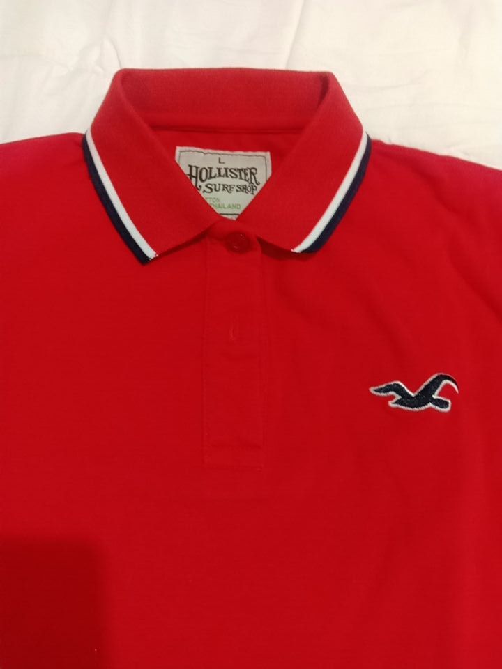 Hollister red polo shirt hot sale