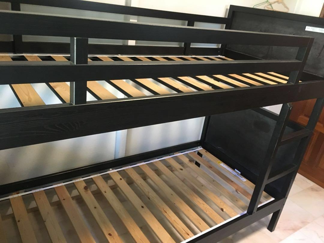 Ikea Norddal Bunk / Doub;e decker Bed Frame Black/Brown, Furniture
