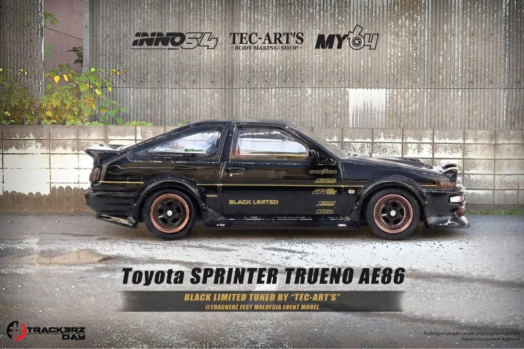 Inno 64 1:64 Toyota Sprinter Trueno AE86 Black Limited Tuned by