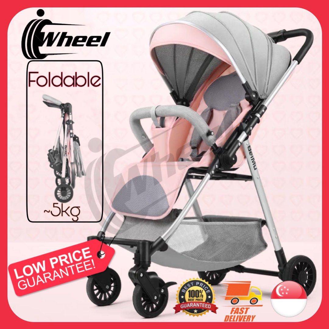 INSTOCK 2023 Reverisble Lightweight 5KG Compact Stroller Baby Pram Baby Stroller