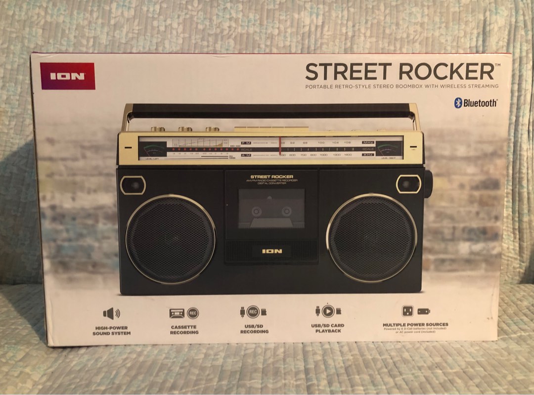 Ion Street Rocker Portable Retro Style Stereo Boombox with Wireless