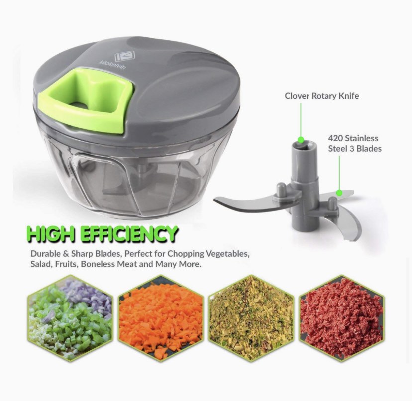 Kalokelvin Food Chopper 3Cup Powerful Manual Hand Held Chopper/Mincer