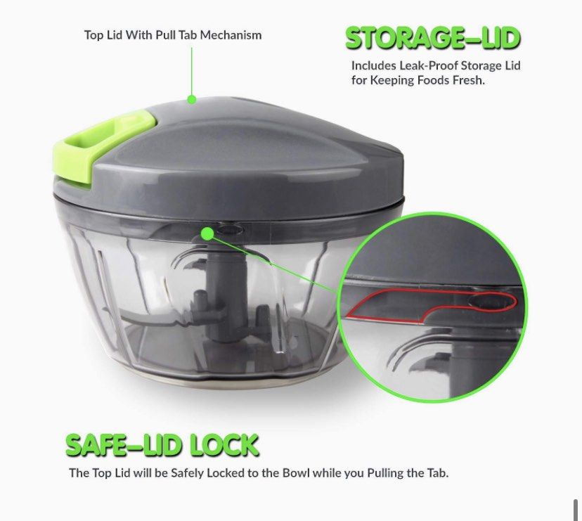 Kalokelvin Food Chopper 3Cup Powerful Manual Hand Held Chopper/Mincer