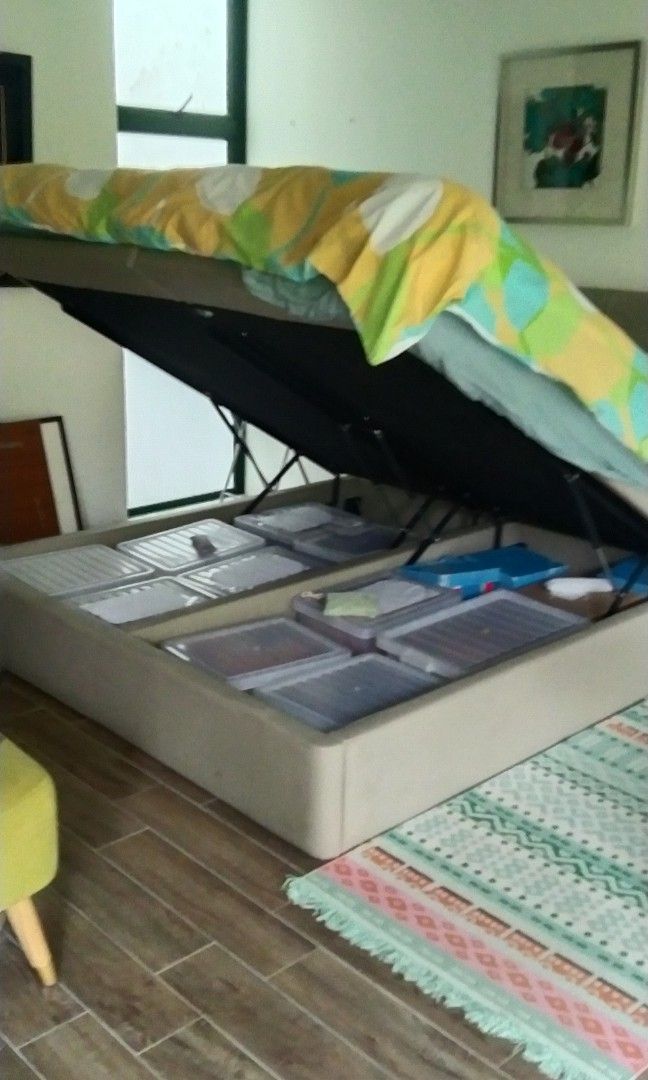 King size storage bed + Mattress, Furniture & Home Living, Furniture