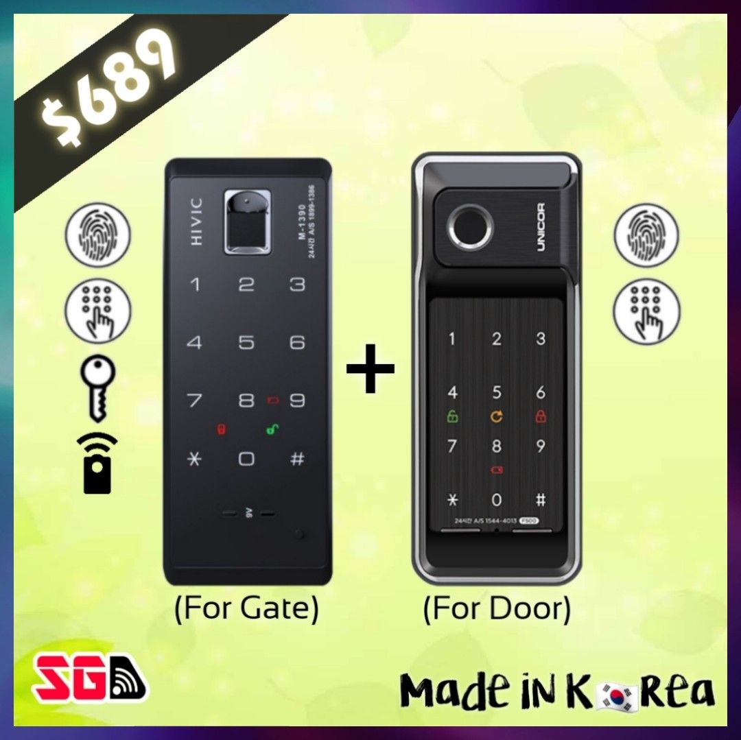 ⭐KOREA BEST⭐ UNICOR SF500 Vertical RIM Lock with Biometric and Passcode
