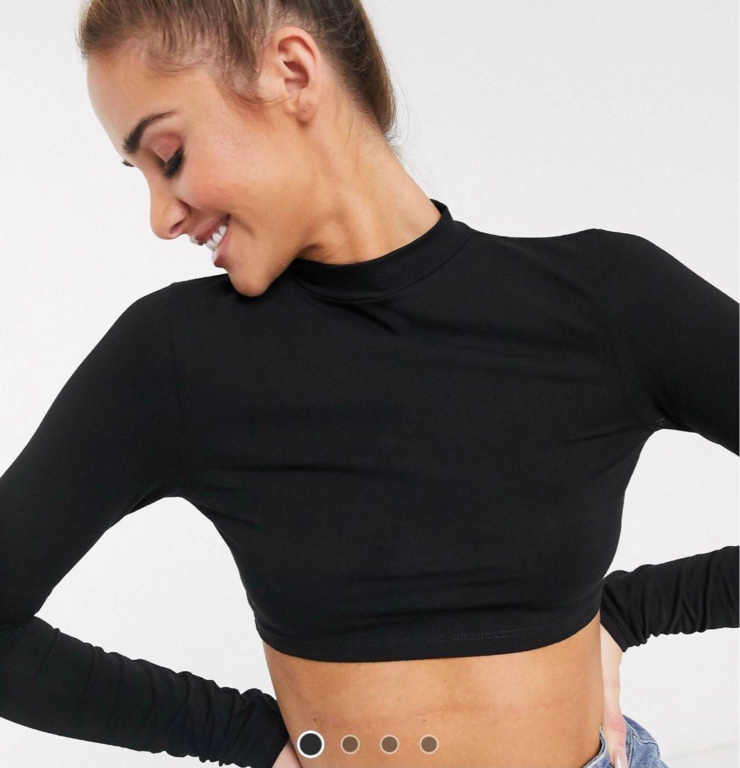 Black long sleeve cropped turtleneck hotsell
