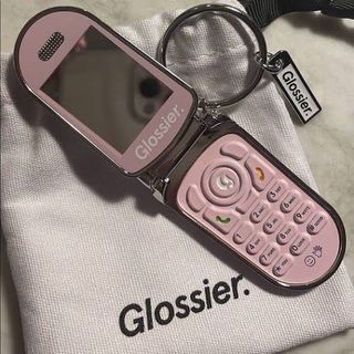 NEW Glossier LA Flip Phone Cell Mirror Keychain