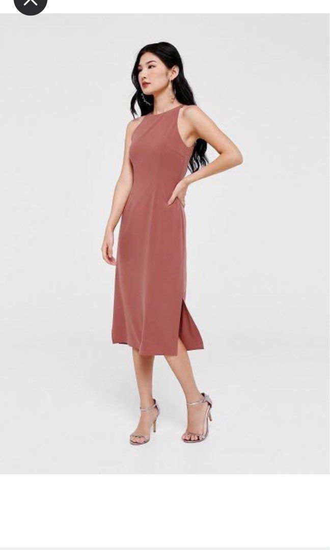 Love Bonito Jaslyn Halter Midi Dress in rum, Women's Fashion, Dresses &  Sets, Dresses on Carousell
