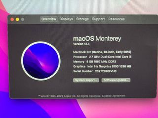 Macbook Pro A1502 500G SSD 2.7 Dual-Core Intel Core Ghz I5 (2015) 8G Memory