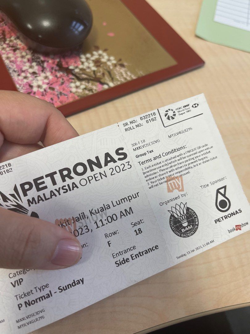 Malaysia open 2023 PETRONAS VIP ticket, Tickets & Vouchers, Event