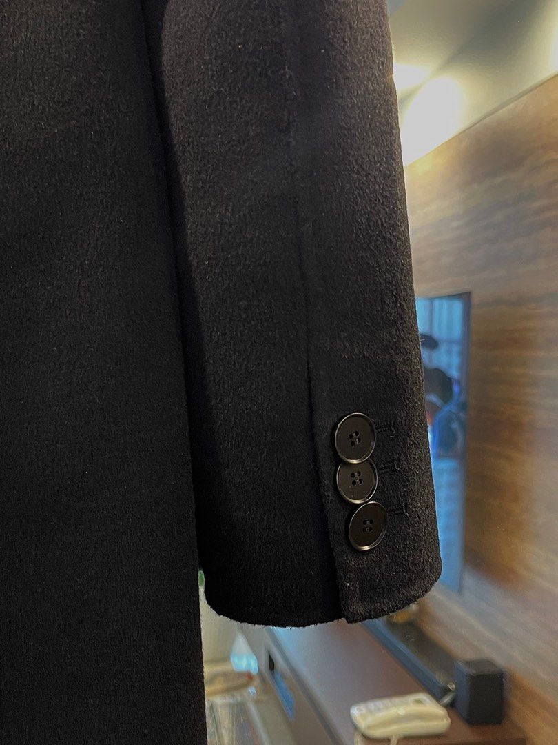 Massimo Dutti Black Long Wool Coat, Women's Fashion, Coats