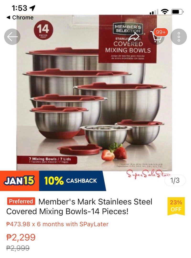 Members mark tramontina mixing bowl set of 7, Furniture & Home Living