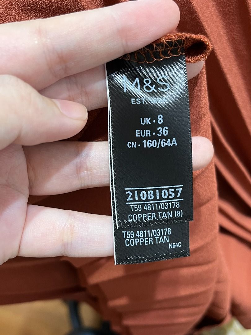 M&S Pleated Maxi Skirt in Rust/Copper Colour, Women's Fashion, Bottoms