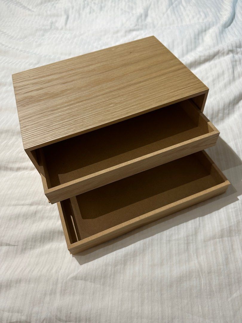 Muji wooden storage tray + drawer, Women's Fashion, Jewelry