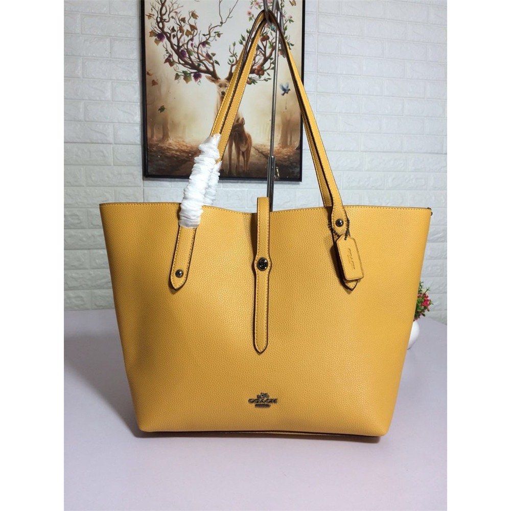 New Coach Original 58849 Yellow Market Tote Women Shoulder Handbag with Full Set of Coach Package