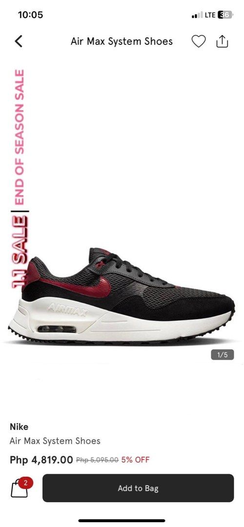 New Nike Airmax System 9.5 Red and Black, Men's Fashion, Footwear, Sneakers Carousell