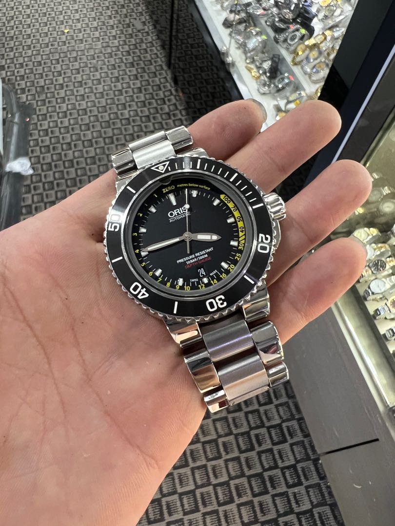 ORIS AQUIS DEPTH GAUGE SWISS MADE DIVERS 500M PROFESSIONAL AUTOMATIC 7675