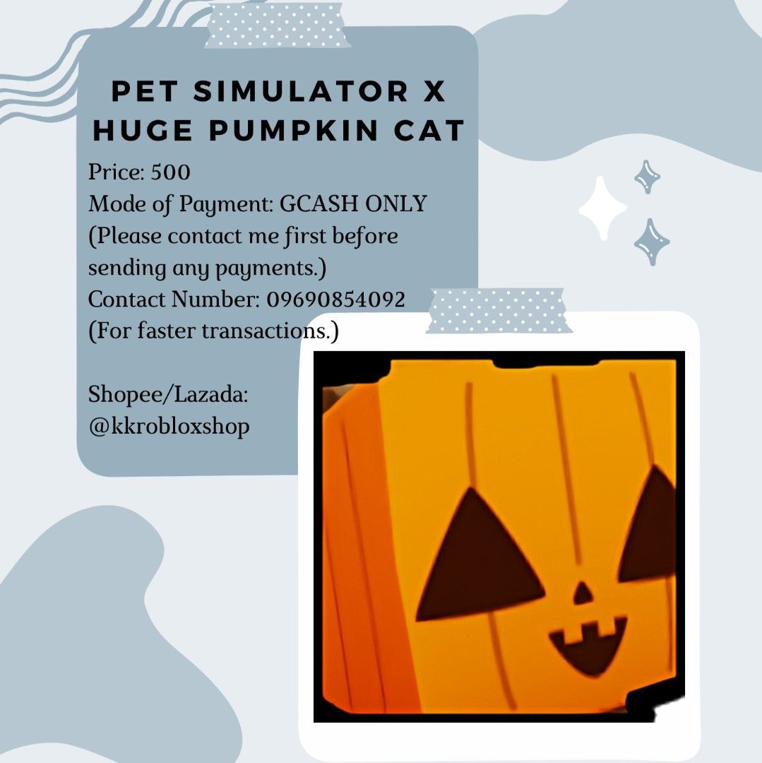 Pet Simulator X Huge Pumpkin Cat, Video Gaming, Video Games, Others