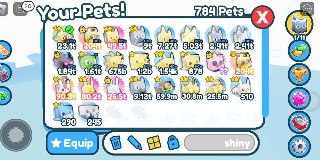 pet simulator x shiny pets, Video Gaming, Gaming Accessories, InGame