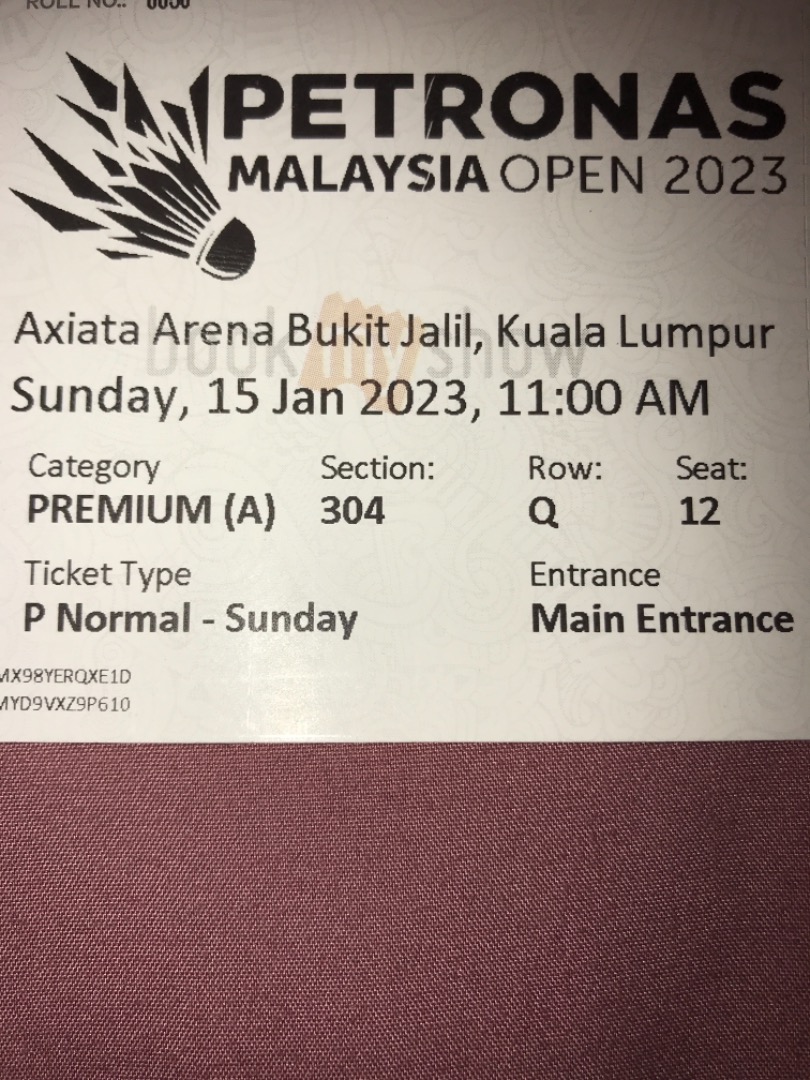 Petronas Malaysia Open 2023 Final, Tickets & Vouchers, Event Tickets on
